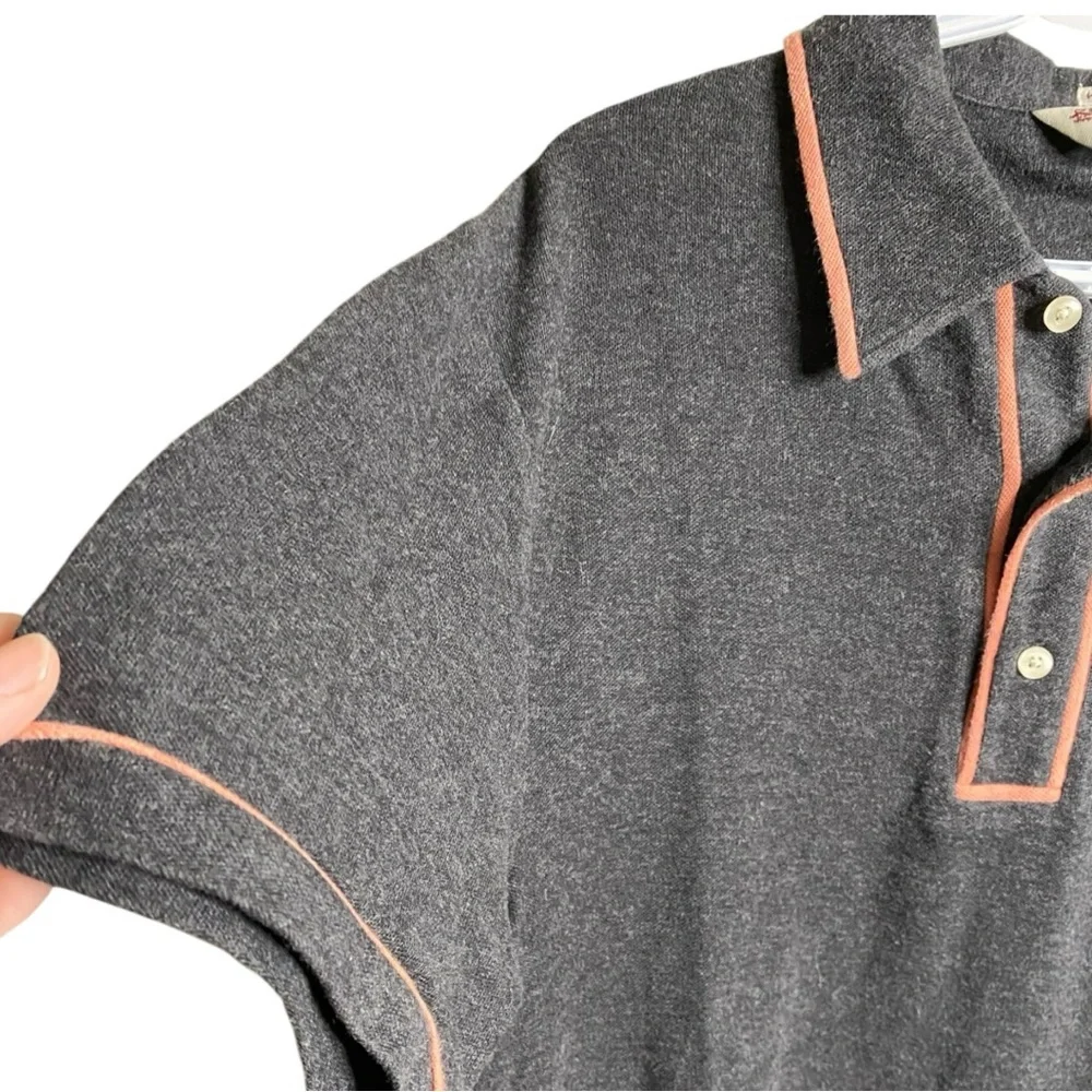 Original Penguin Polo Shirt in Dark Grey with Pink Trim - Picture 4 of 6